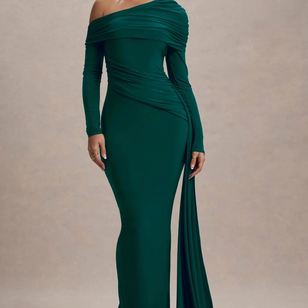 Club L London One Shoulder Green Dress